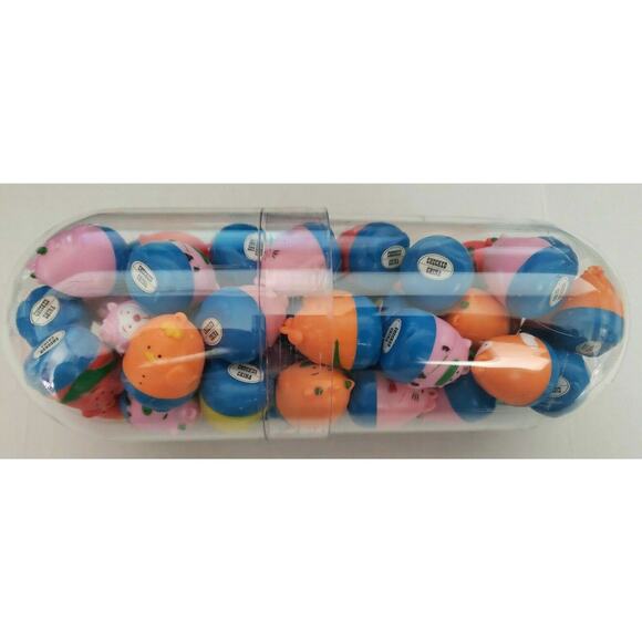 Over 40 Roly Poly Animal Bank/Toy Vending Charms In Clear Pill Shaped Capsule
